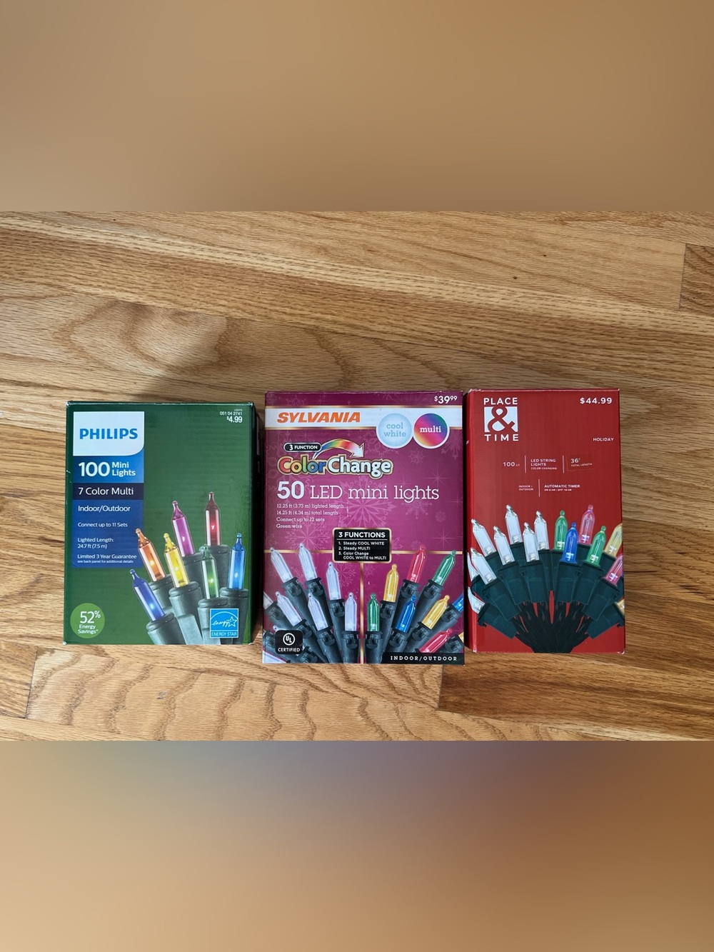 3 Sets of Christmas / Holiday Lights – Philips, Sylvania & Place & Time